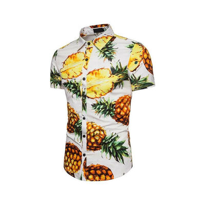 

Mens Pineapple Floral Print Shirts Tops Casual Short Sleeve Hawaiian Beach Shirt