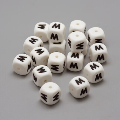 

Food Grade Environmental Silicone Beads Chewing Beads For Teethers DIY Nursing Necklaces Making Letter Style Cube LetterMW
