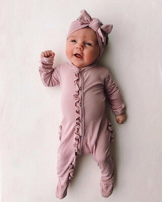 

Infant Baby Girls Ruffle Romper Bodysuit Jumpsuit Headband Clothes Sleepwear
