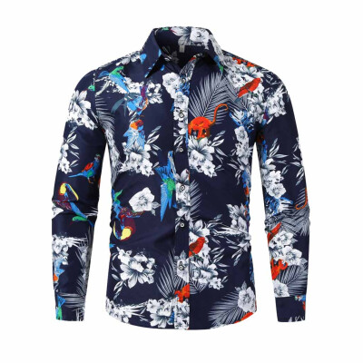 

Tailored Mens Autumn Winter Casual Slim Printed Long Sleeve Shirts Top Beach Blouse