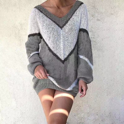 

Women V-Neck Tops Sweater Jumper Casual Long Sleeve Loose Fit Pullover Top -2XL