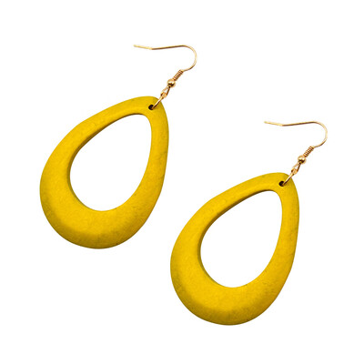 

Women Retro Wood Earrings Hollow National Style Dangle Drop Earrings Chic Jewelry 1 Pair