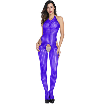 

Toponeto Women Open Crotch Bodystockings Perspective Halter Underwear Pajama