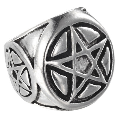 

Stars Mens Retro Personality Five-Pointed Star Silver Tone Stainless Steel Signet Ring Drop Shipping