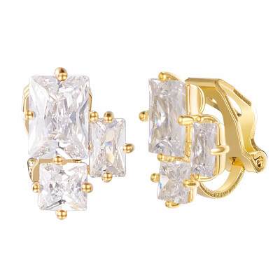 

Yoursfs Tiny Crystal in Silver Cube Invisible Clip On Earrings Small Cubic Zirconia Clip On Stud Earrings Non Pierced Earrings CZ