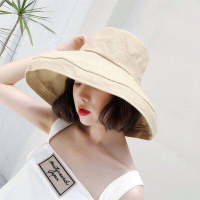 

Sunshade-cap womens summer fish&fu hat large-along solid-color Japanese-style basin cap sun-cap sun-proof