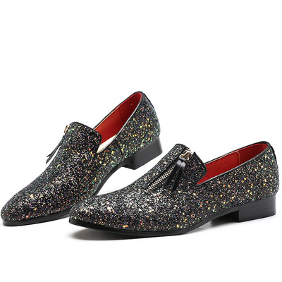 

European&American personality zipper shiny tide shoes male