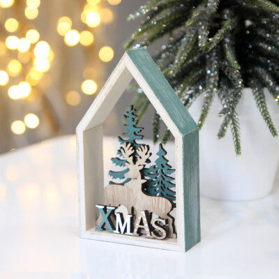 

Tailored Christmas Gift Desk Wooden Cabin Decoration Macaron Style Chalet Home Decoration