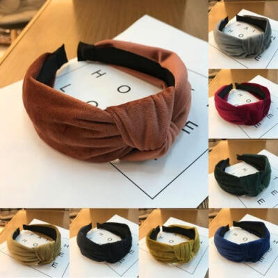 

Women Girl Bowknot Cross Knot Wide Solid Hairband Boho Headband Accessory HOT