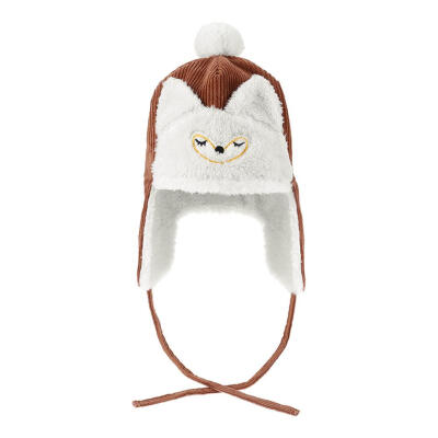 

Corduroy Warm Fleece Cute Kids Toddler Ear Protectors Pompon Leifeng Hat