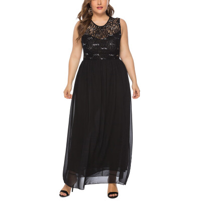 

Plus Size Dress Fashion Sequin Applique Lace Party
