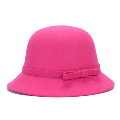 

Ladies Wool Cloche Hat Womens Flower Floral Bow Winter Soft Warm Bell Bucket Cap