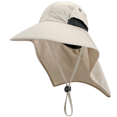 

Fishing Cap Wide Brim Unisex Sun Hat with Neck Flap Adjustable Drawstring for Travel Camping Hiking Boating