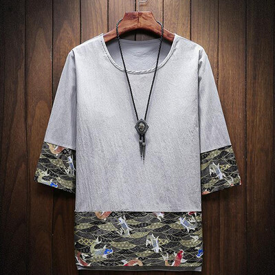 

Toponeto Mens Baggy Carp Printed Short Sleeve O Neck Streetwear T Shirts Tops Blouses