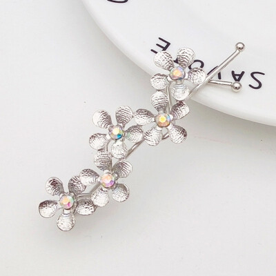 

Five-leaf Floral Beautiful Flower Rhinestone Clip Side Clip Bangs Twist Clip Barrettes Female Headwearing