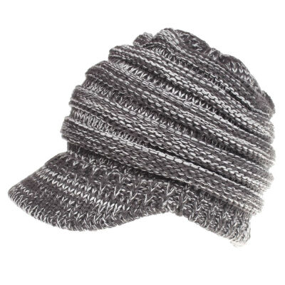 

Fashion Womens Stretch Knit Hat Messy Bun Ponytail Beanie Winter Warm Hole Hat