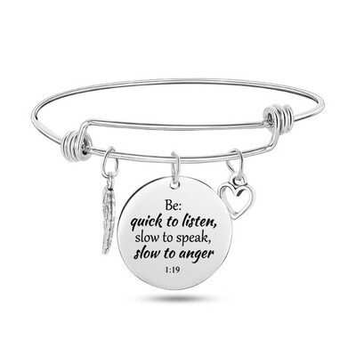 

Fashion Titanium Steel Christian Bibl Wing Love Necer Fails Bracelets Jewelry