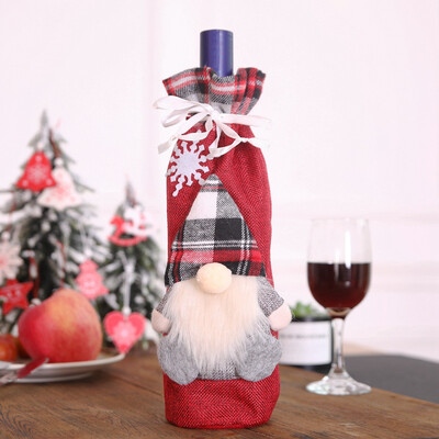 

Siaonvr Champagne Bottle Bag Christmas Stereo Old Man Linen Bottle Set Party Decoration