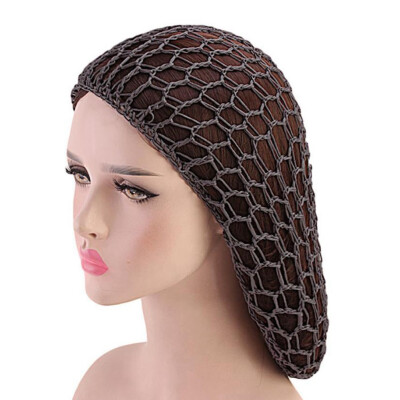 

12 Colors Women Ladies Soft Mesh Hair Net Crochet Cap Solid Color Snood Sleeping Cap