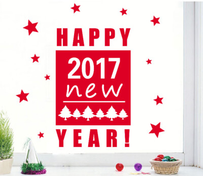 

Tailored New Year 2017 Merry Christmas Wall Sticker Home Shop Windows Decals Decor