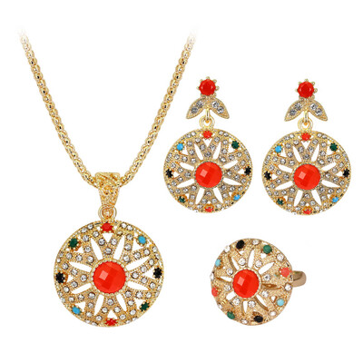 

Bohemia fashion jewelry set family name wind diamond alloy hollow diamond necklace