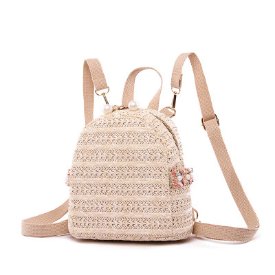 

Art straw mini backpack women beach bag small fresh woven bag casual fashion small backpack