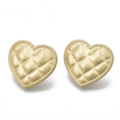 

Alloy Stud Earrings with Steel Pin Matte Style Heart Matte Golden 225x245mm Pin 07mm