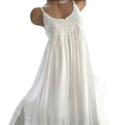 

Women Sleeveless Boho Casual Loose Lace Kaftan Maxi Dress Ladies Mini Dress