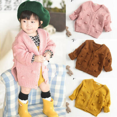

Toddler Baby Girl Knitted Cardigan Sweater Fuzzy Ball Coat Jacket Warm Outerwear