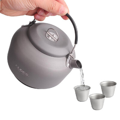 

14L Alloy Kettle Water Teapot Outdoor Coffee Pot Portable Cookware with Mesh Bag&3 Titanium Cups