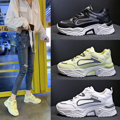 

Womens shoes in the season new contrast color leather sports shoes fashion increase old shoes F6-