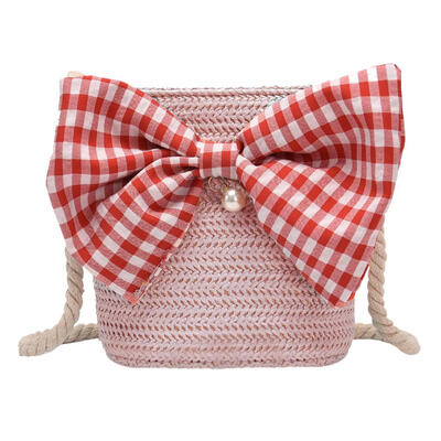 

Bowknot Decor Elegant Shoulder Messenger Handbag Women Woven Crossbody Bags