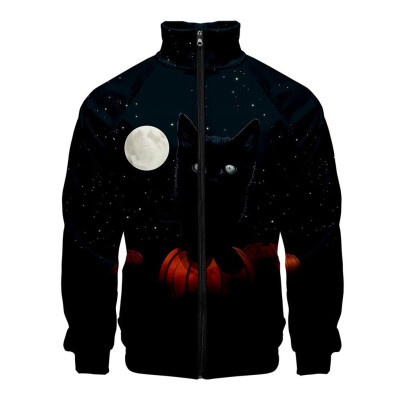 

Toponeto Mens Halloween Print Zipper Sportswear Long Sleeve Coat Jacket Outwear