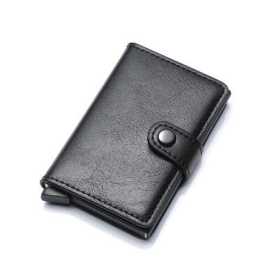 

RFID Blocking Wallet Aluminum Alloy Automatic Men PU Leather Bank Card Credit Card Holder