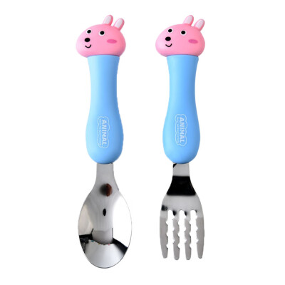 

Toponeto Food Material Cartoon Cutlery Suit Student Stainless Steel Tableware Animal Fork