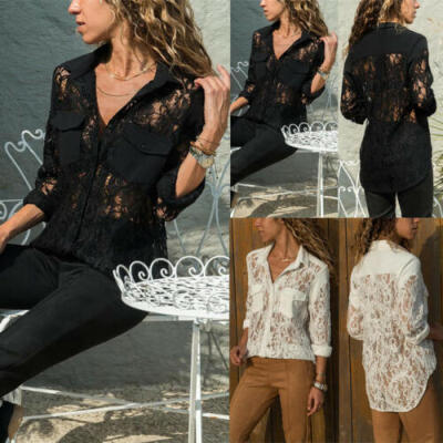 

Fashion Summer Women Lace Vest Top Tank Casual Blouse Tops Long Sleeve T-Shirt