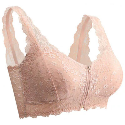 Toponeto Womens Adjustable Front Closure Extra-Elastic Large Wire-Free Sleep Lace Bra