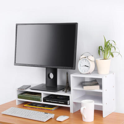 

Computer Laptop Monitor Riser Stand Desktop Wooden Storage Organizer 3-Layer Shelf Storage Riser Monitor Stand