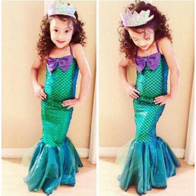 

Kid Ariel Little Mermaid Set Girl Princess Dress Party Cosplay Costume Outfits A