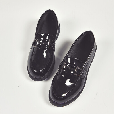 

In the early autumn of 2019 the new British style ins small leather shoes Japanese female jk basic student soft sister black shoe