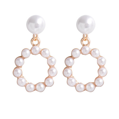 

Newest Design Style Fashion Simple Geometric Female Earrings Pearl Earrings Round Triangle Square Women Jewelry