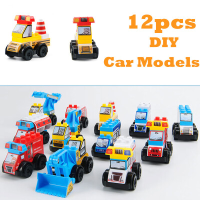 

YIWULA12pcs Children Educational Cartoon DIY Friction Simulation Toy Car Models