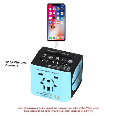 

BUBM LE-07-3USB Universal Travel Adapter Multinational Travel Conversion Socket with 3 USB Ports EU