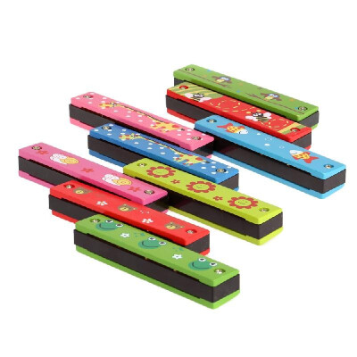 

Tremolo Harmonica 16 Holes Kids Musical Instrument Educational Toy Wooden Cover Colorful Free Reed Wind Instrument