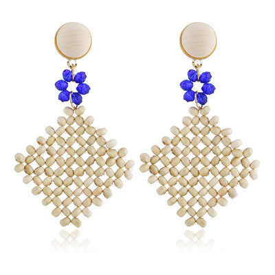 

Simple Fashion Drop Earrings for Women Resin Beads Dangle Earrings Wooden Boho Flower Statement Earrings Jewelry