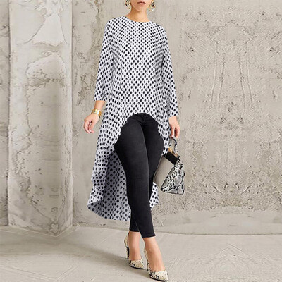 

Tailored Women Long Sleeve Asymmetrical Shirt Tops High Low Plus Blouse