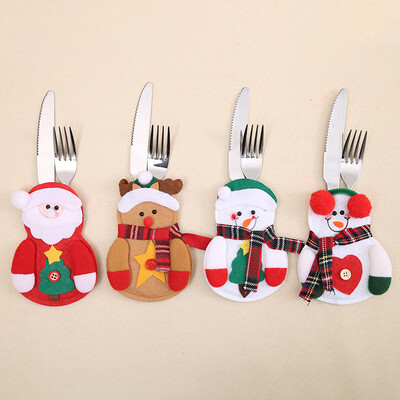 

4pcs Christmas Santa Claus Knife Fork Bags Tableware Cutlery Holder Bag New