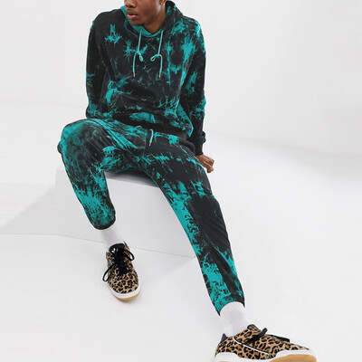 

Toponeto Mens Autumn Tie Dyeing Print Sweatshirt Top Pants Sets Sport Suit Tracksuit