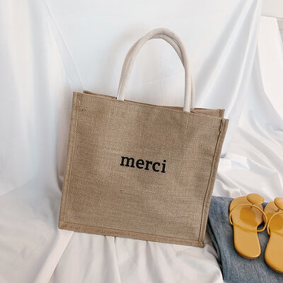 

Big bag female new linen canvas bag portable simple file package large capacity student bag Korean fashion handbag