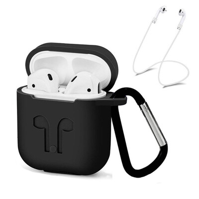 

〖Follure〗Silicone Cover Skin Case w CarabinerAnti-lost Earphone Strap for Apple AirPods